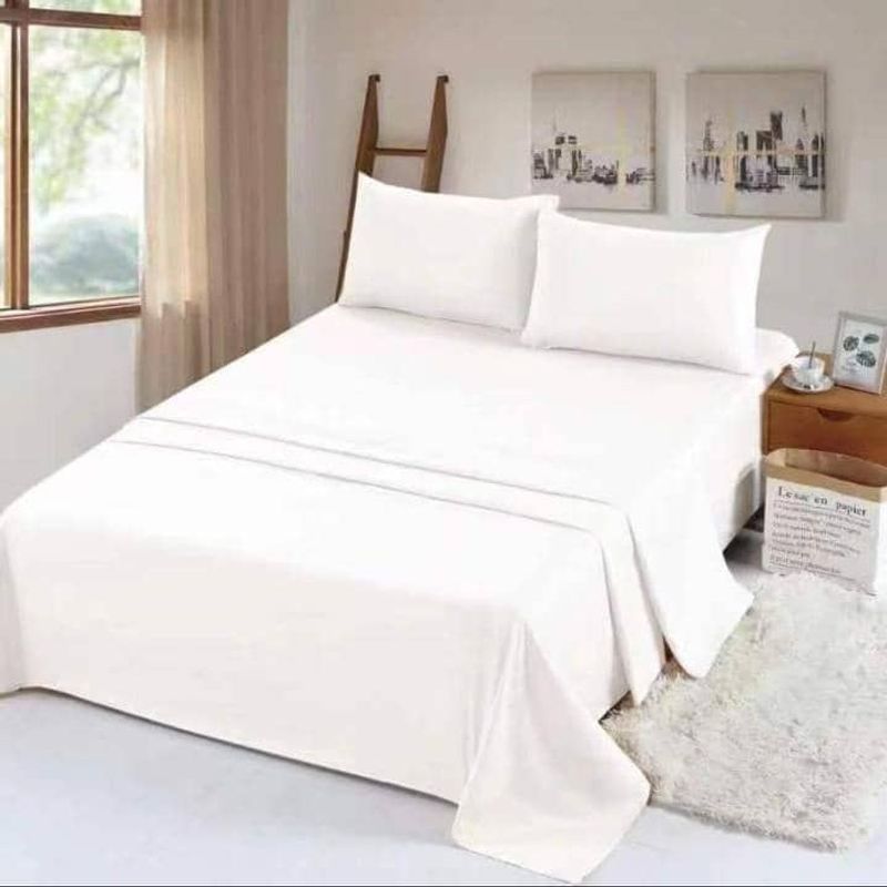 GENERICO - SABANA BLANCO 2 PLAZA UNICOLOR 4 PIEZAS MATERIAL DE ALGODON WYM