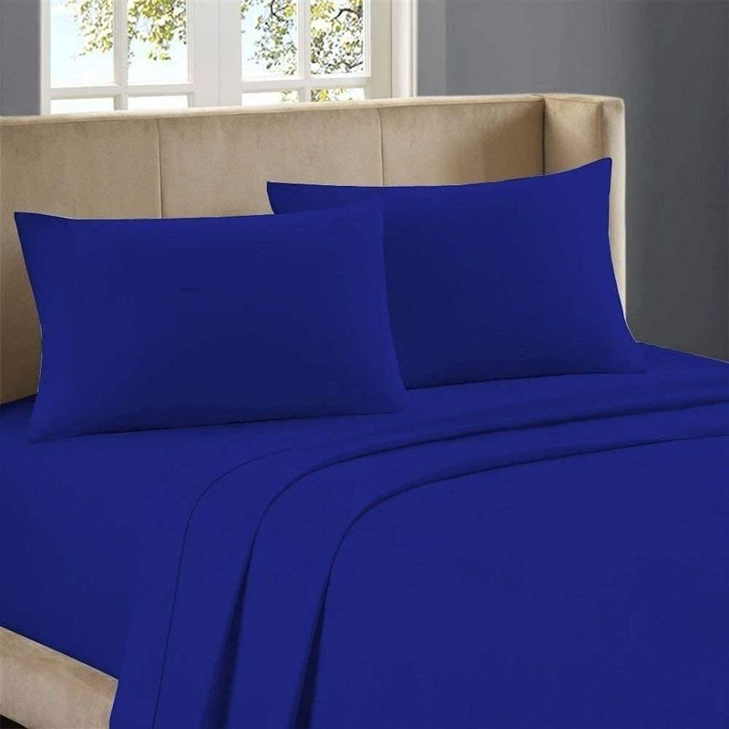 GENERICO - SABANA AZUL 2 PLAZA UNICOLOR 4 PIEZAS MATERIAL DE ALGODON WYM