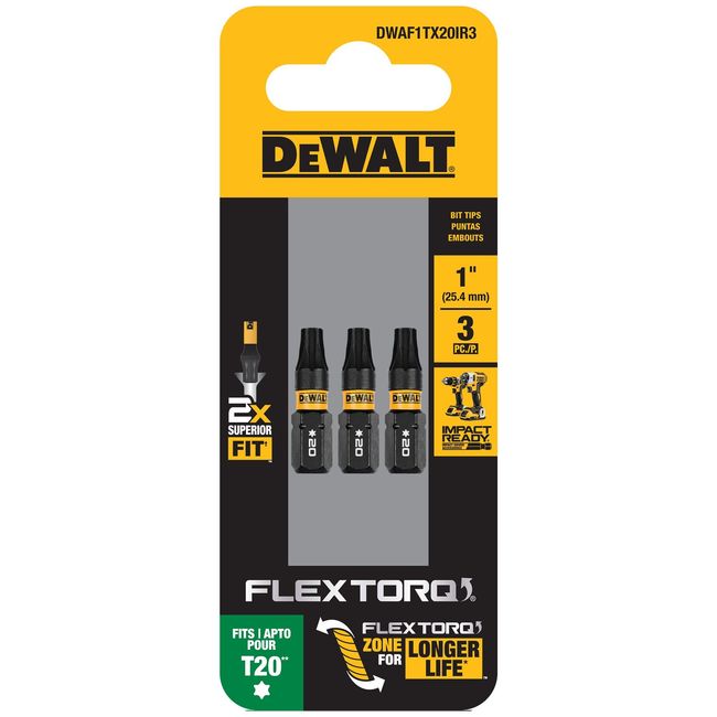 DEWALT - Set 3 puntas Torx 1” Flextorq® DEWALT DWAF1TX20IR3