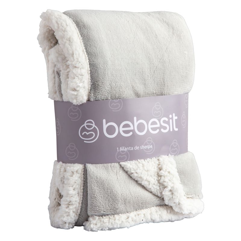 BEBESIT - Manta Sherpa Bebe Hipoalergénica 91*127 cm Gris Bebesit