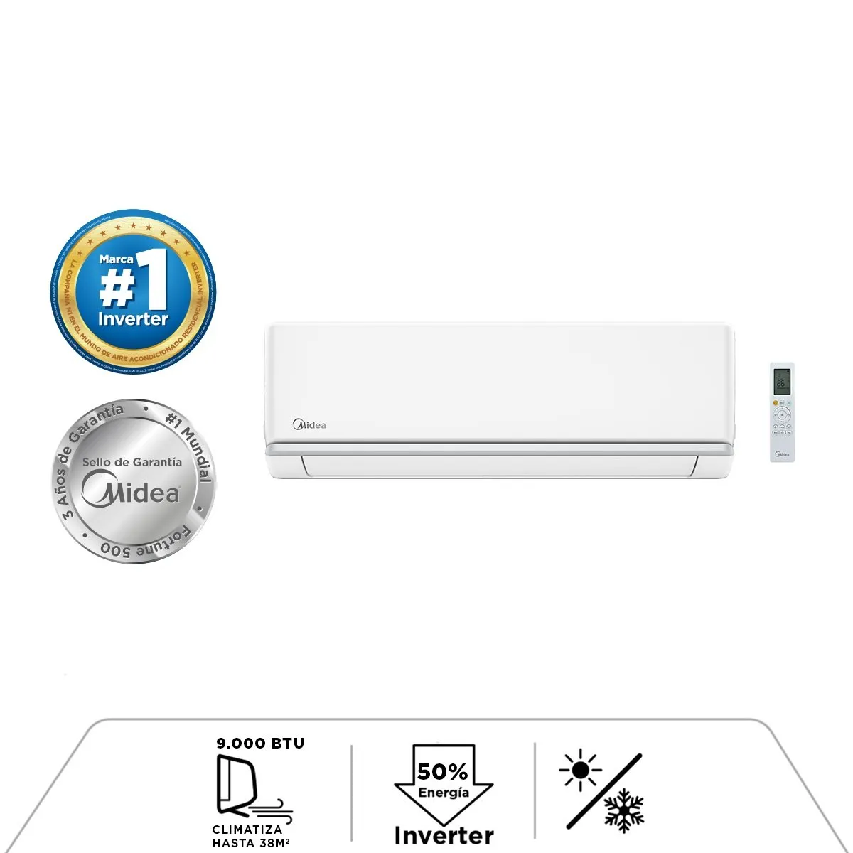 MIDEA - AIRE ACONDICIONADO MIDEA XTRA INVERTER 9000BTU