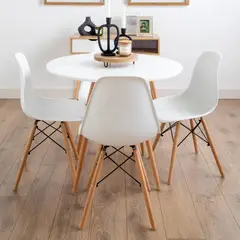 PANDALINO - Juego de comedor de Mesa Estela 80cm blanca + 4 sillas Eames blancas