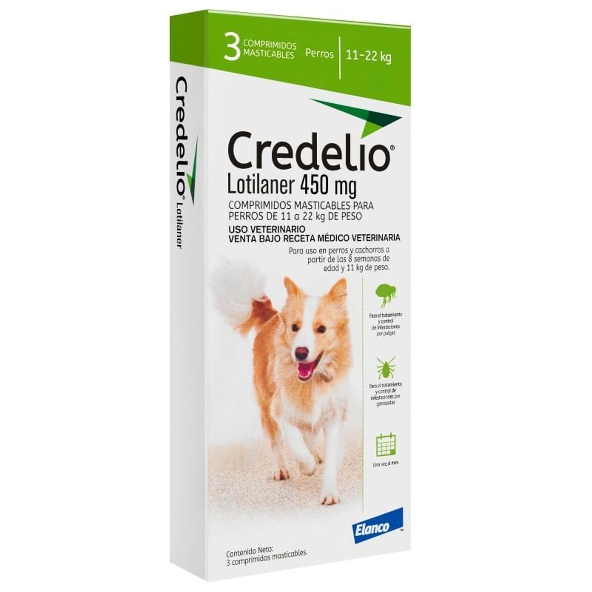 ELANCO - Credelio Antipulgas Y Garrapatas Perros 11-22 Kg x 3 compr.