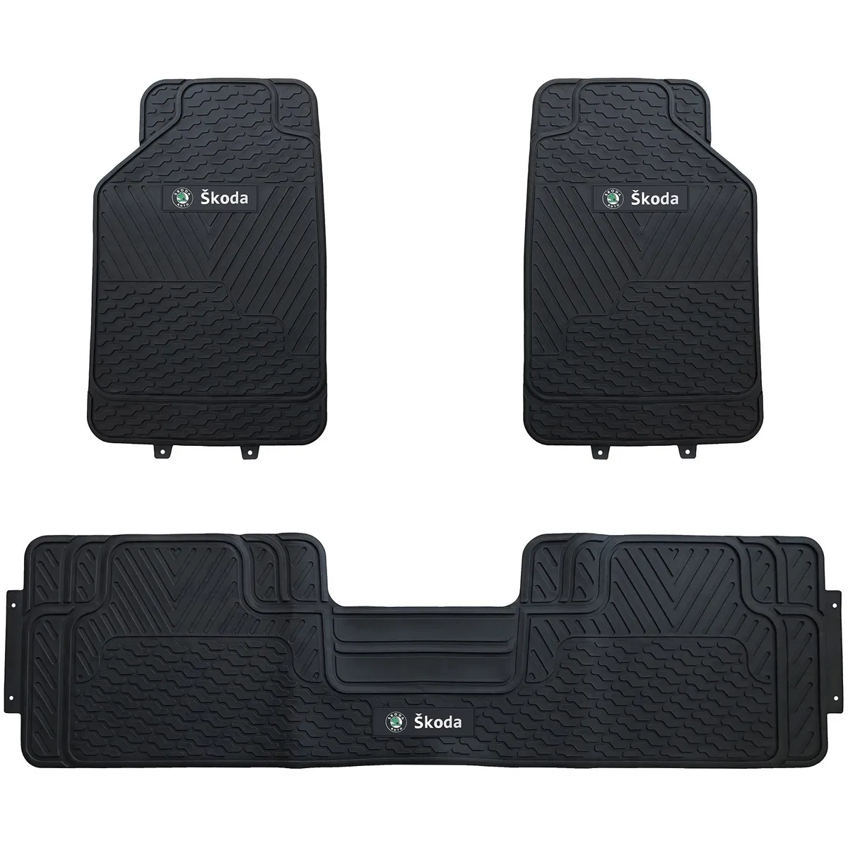 GENERICO - Pisos De Goma Para Vehiculo 3 Piezas Negro Skoda