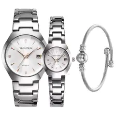 GENERICO - Reloj Pack elegancia en pareja para Él y Ella + Brazalete de regalo