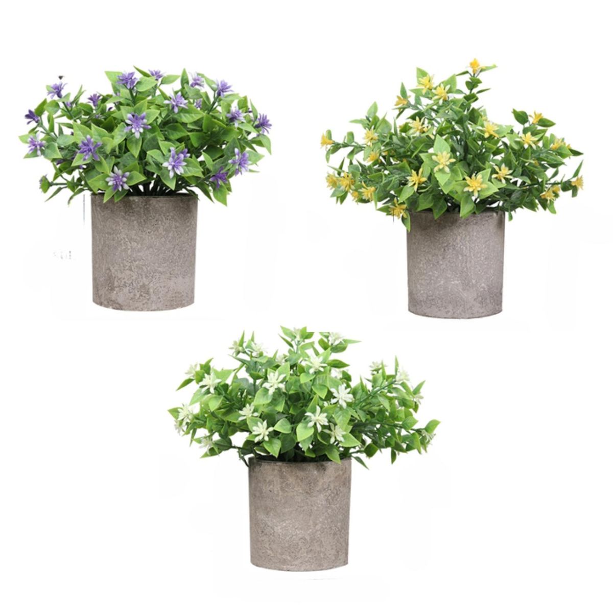 MOBII - Flores Artificiales Con Macetero Decoracion 3 Unidades