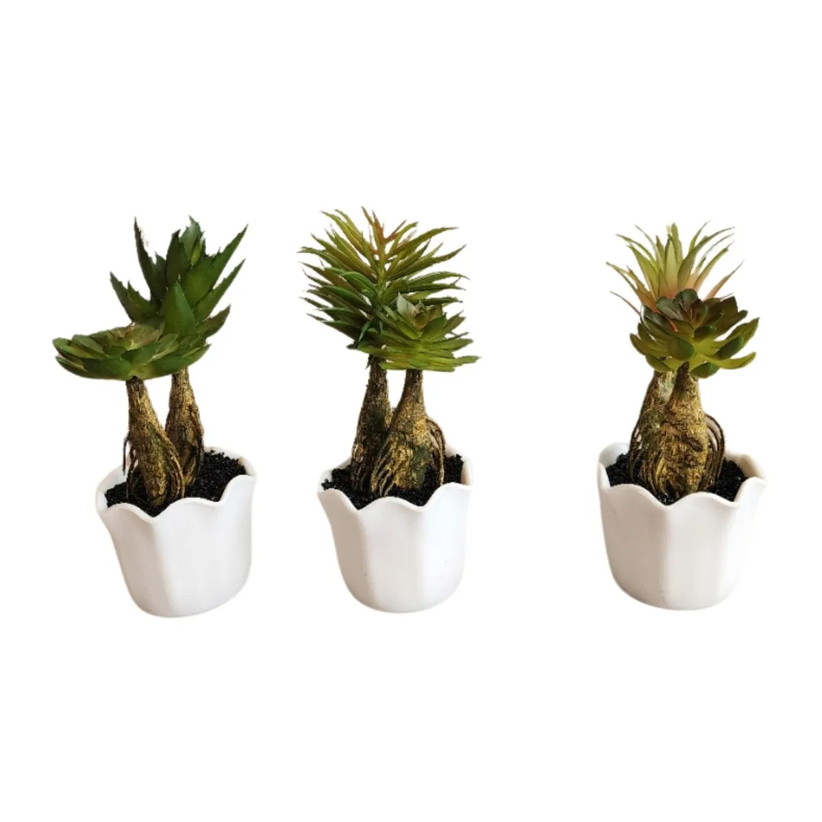 MOBII - Suculentas Artificiales Con Macetero. Pack De 3. Decoracion
