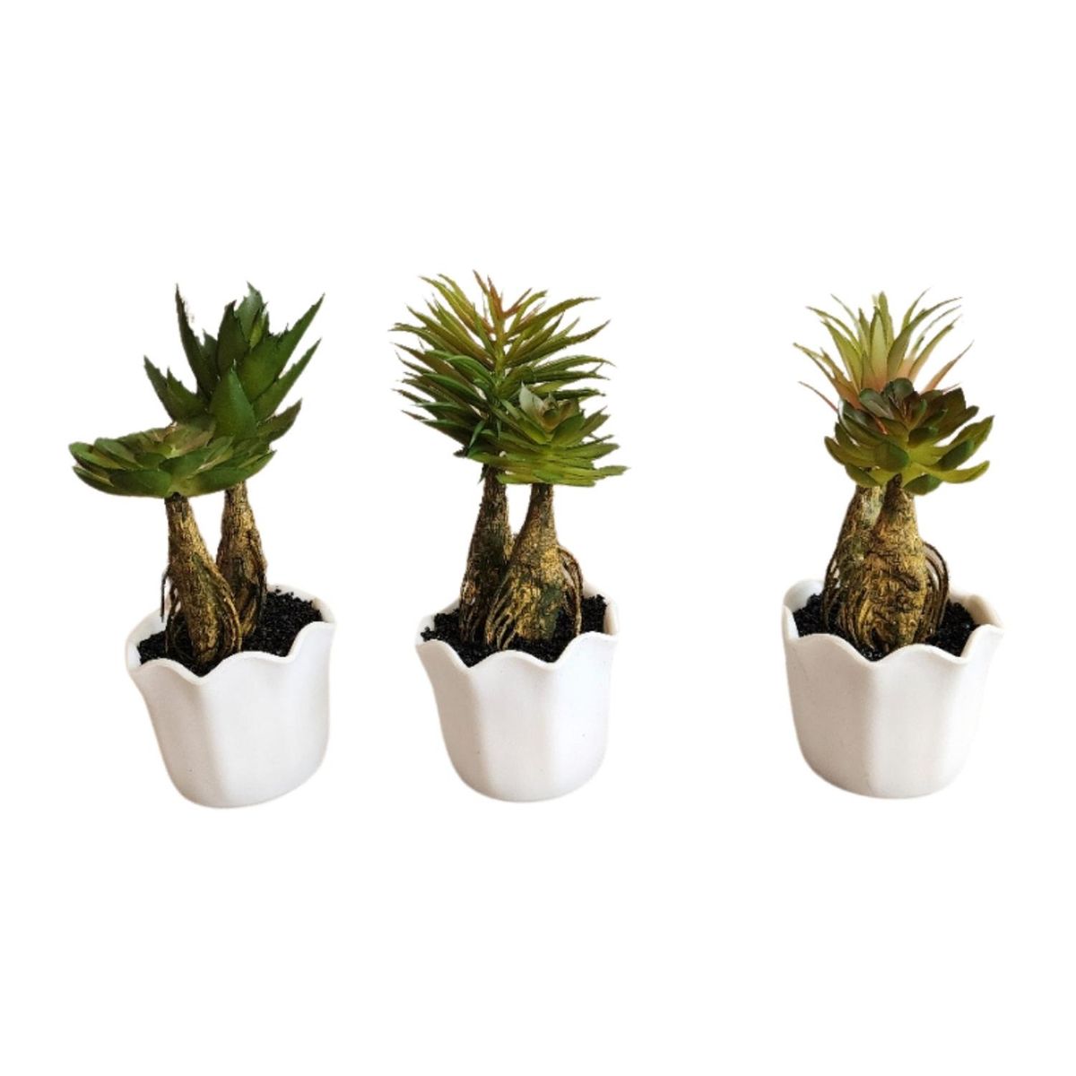 MOBII - Suculentas Artificiales Con Macetero. Pack De 3. Decoracion