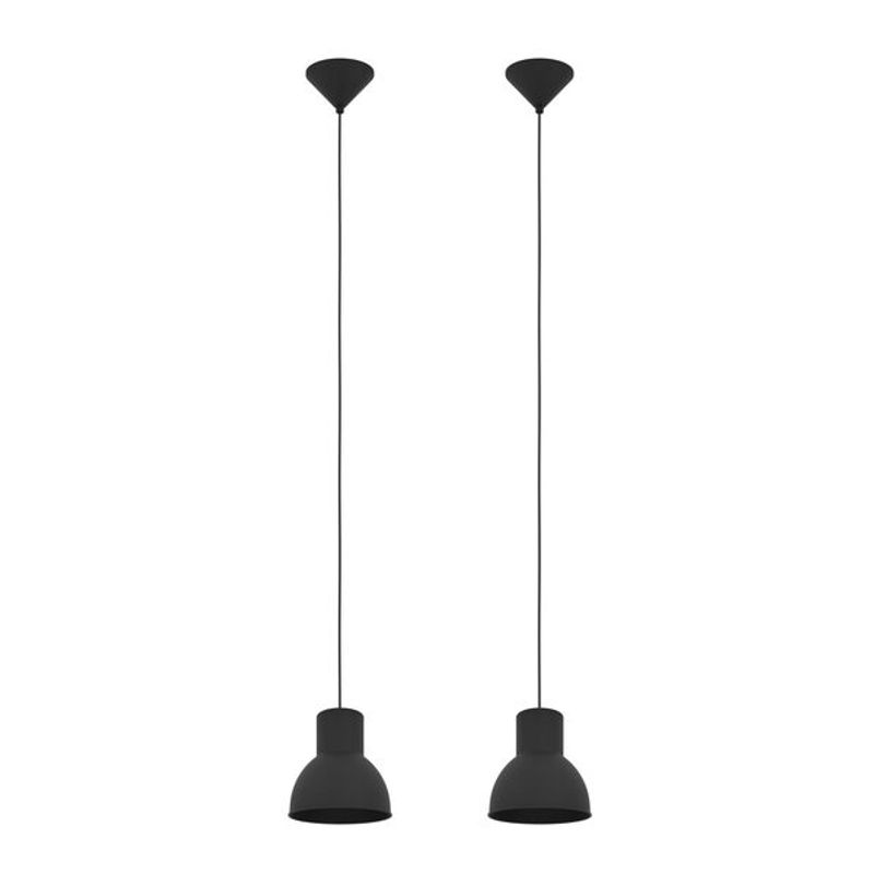 EGLO - Packx2 Lámpara Colgante Acero Negro H1100 2x40W E27 Cod206363M