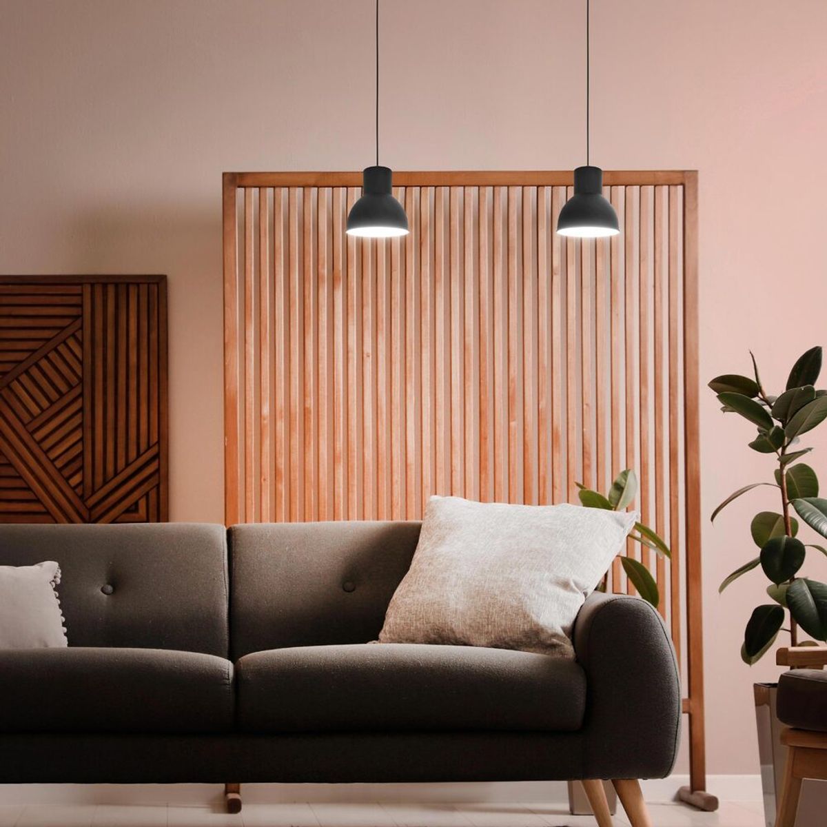 EGLO - Pack x2 Lámpara Colgante Acero Negro H1100 2x40W E27 Cod206363M