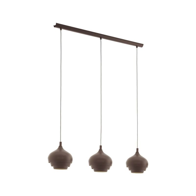 EGLO - Lámpara Colgante Eglo Camborne Acero Marrón L890 3x60W E27 Cod. 97216