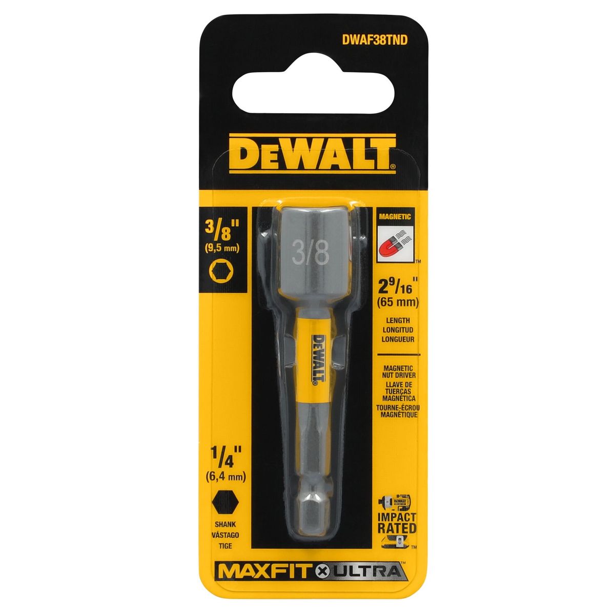 DEWALT - Llave tuerca magnética 3/8” Vástago 1/4" DEWALT DWAF38TND