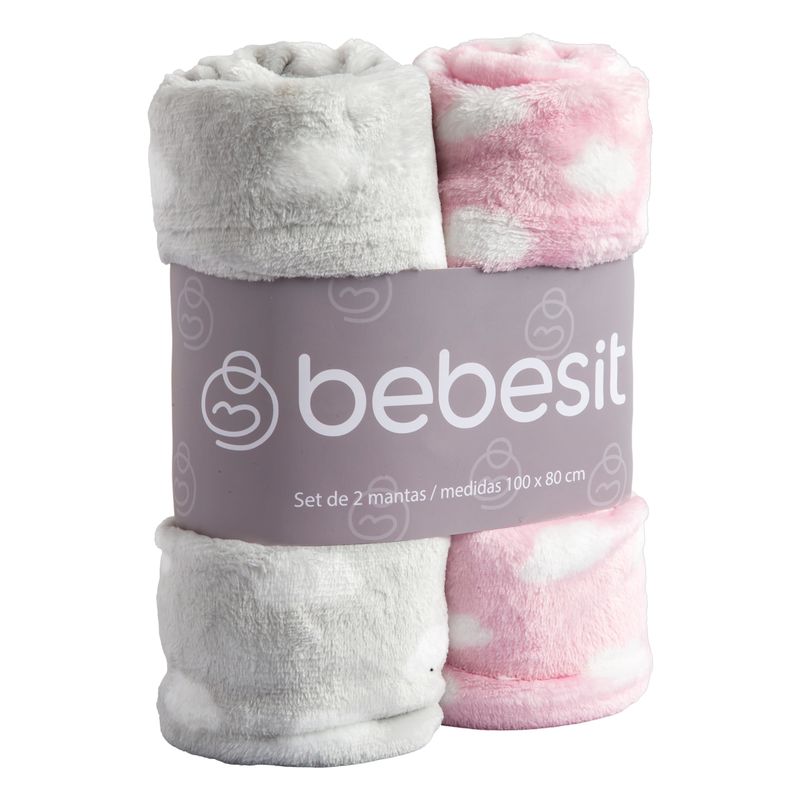 BEBESIT - Pack 2 Mantas Bebe Hipoalergénica 100*80 cm Rosa Bebesit