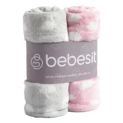 BEBESIT - Pack 2 Mantas Bebe Hipoalergénica 100*80 cm Rosa