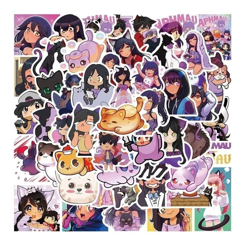GARSIL - 50 Stickers de Aphmau - Etiquetas Autoadhesivas