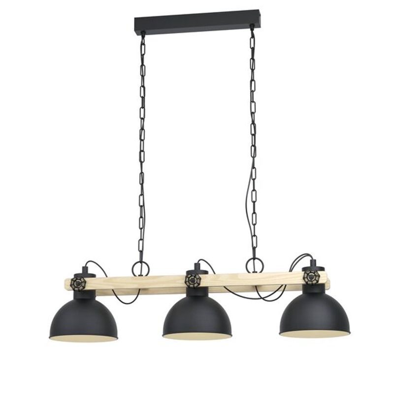 EGLO - Lámpara Colgante Lubenham Madera Acero L900 H1100 3x28W E17 Cod79896