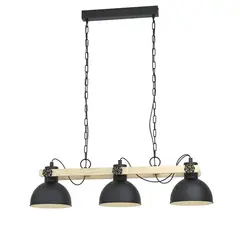 EGLO - Lámpara Colgante Lubenham Madera Acero L900 H1100 3x28W E17 Cod79896