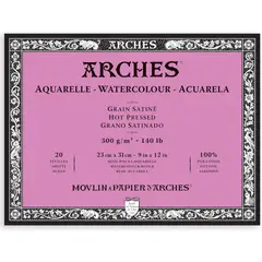 ARCHES - Block Papel Acuarela 300g Grano Satinado 23x31cm 20H