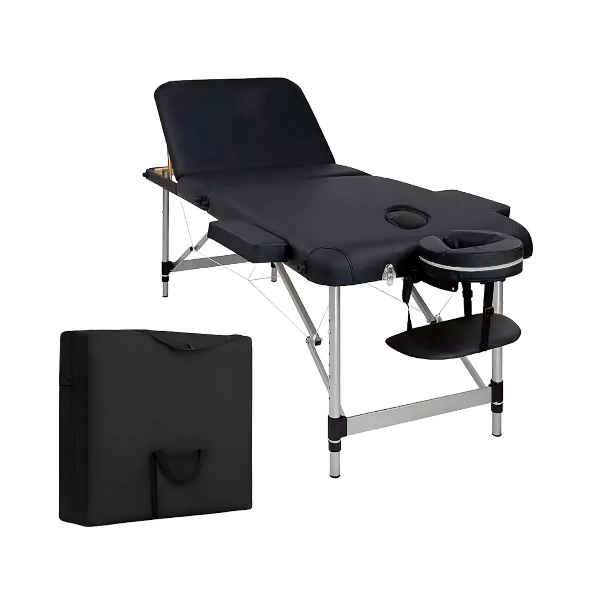 GLOMED - Camilla De Masajes Plegable 3 Cuerpos Negra Deluxe GLOMED