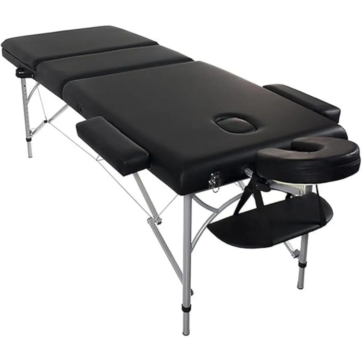 GLOMED - Camilla De Masajes Plegable 3 Cuerpos Negra Deluxe GLOMED