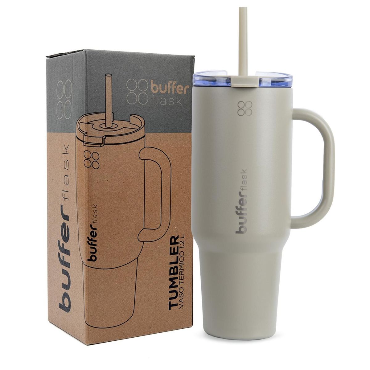 BUFFER FLASK - Vaso Termico Mug Buffer 1,2 Lt  Inox Frio  Calor - Gris