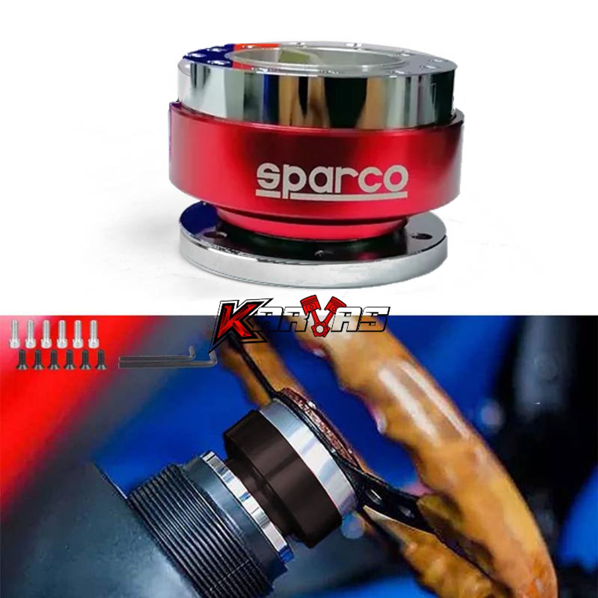 GENERICO - Masa Desmontable Universal Volante SPARCO ROJO Auto Karvas