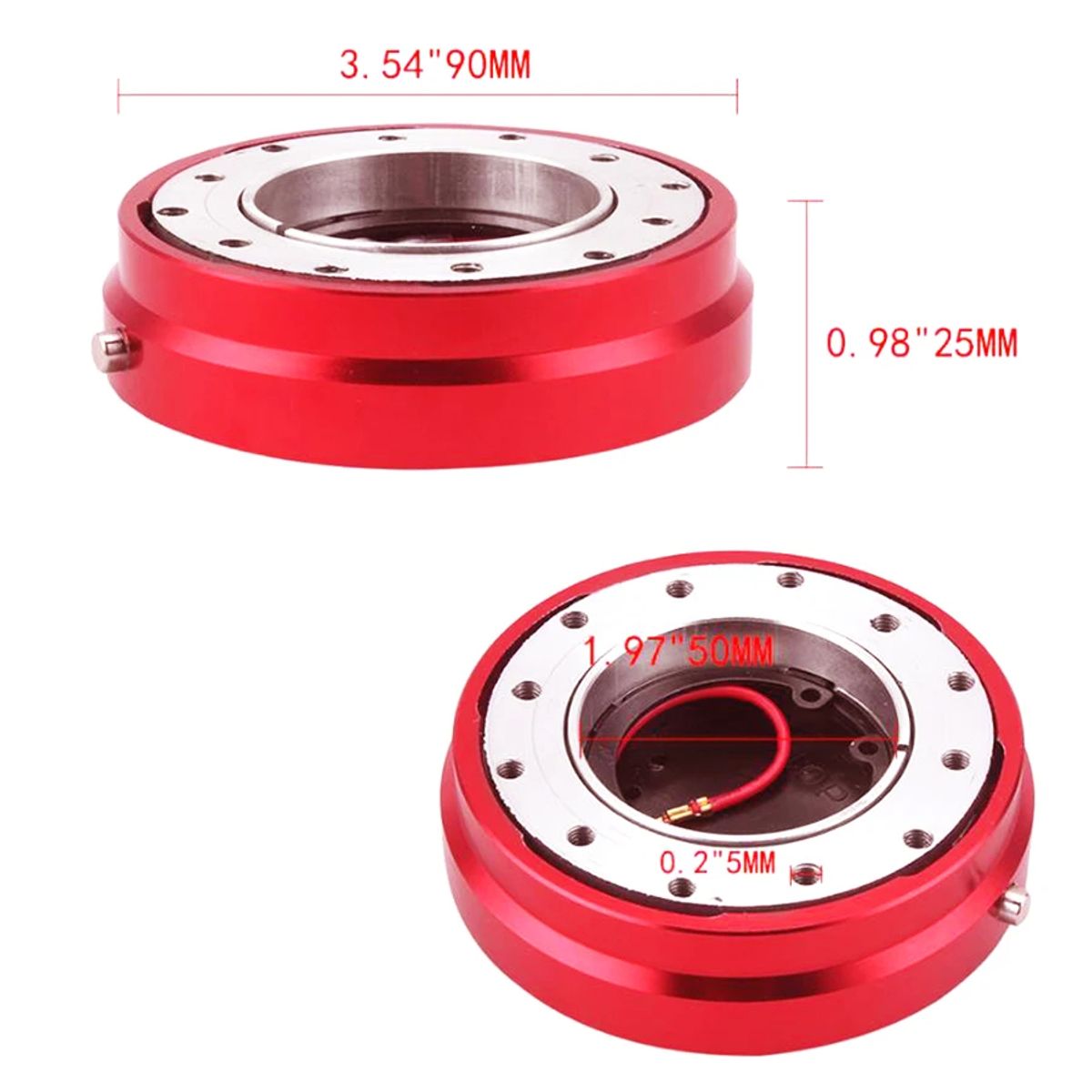 GENERICO - Masa Desmontable PLANA D1 ROJO Universal Volante Auto Karvas