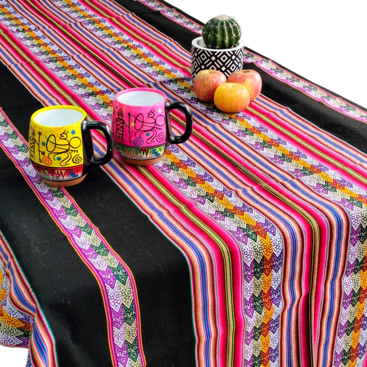 GENERICO - Manta Mantel  Aguayo Andino 1.10 X 2.30 cm Decorativos Negro