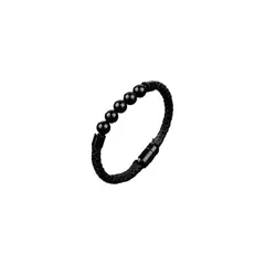 ROYAL - Pulsera De Cuero Y Piedra Onix Hombre Mujer Moda Madriz