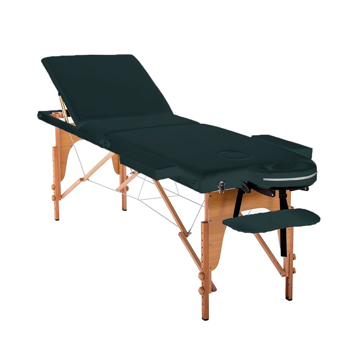 GLOMED - Camilla De Masaje Plegable 3 Cuerpos Madera Verde Delux GLOMED