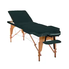 GLOMED - Camilla De Masaje Plegable 3 Cuerpos Madera Verde Delux