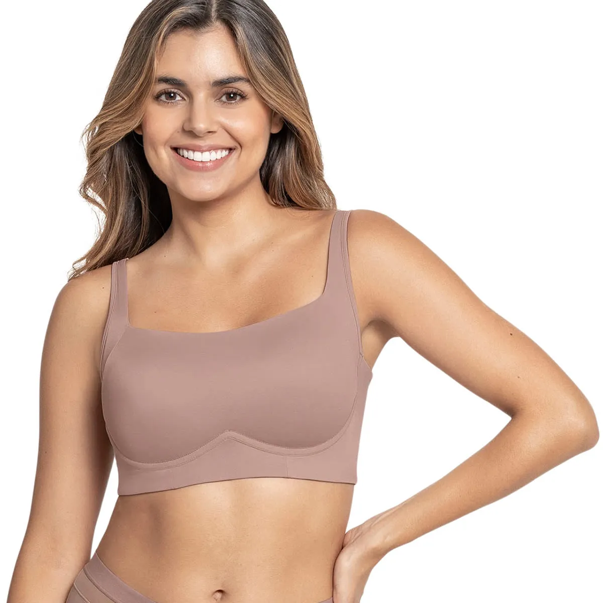 LEONISA - Sostén sin arco ultracómodo de alto soporte y cubrimiento Everyday Bra 091054 Palo De Rosa