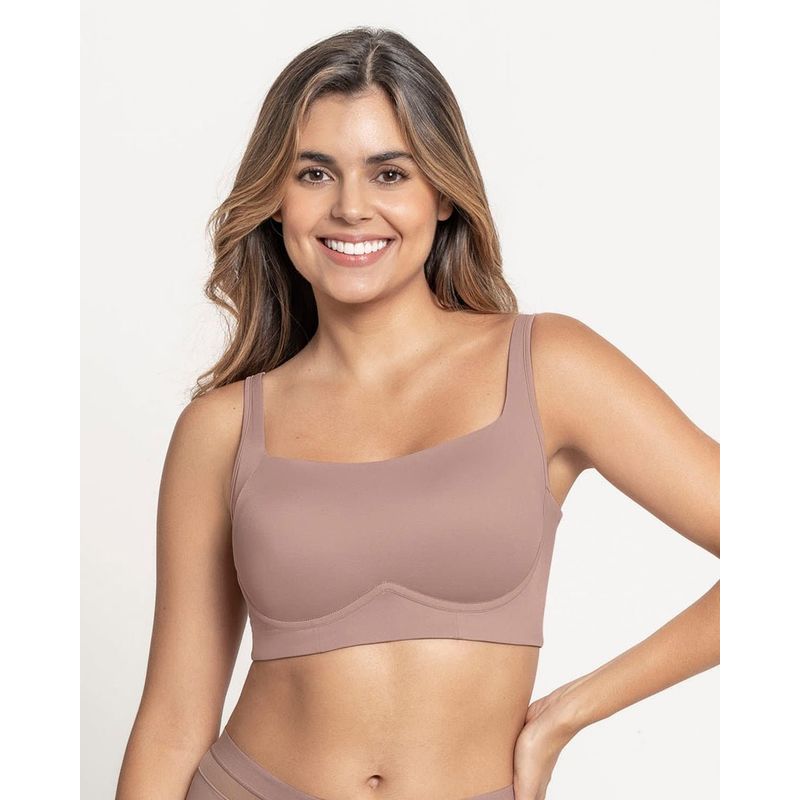 LEONISA - Sostén sin arco ultracómodo de alto soporte y cubrimiento Everyday Bra 091054 Palo De Rosa