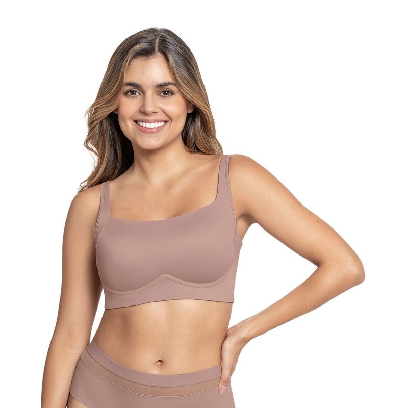 LEONISA - Sostén sin arco ultracómodo de alto soporte y cubrimiento Everyday Bra 091054 Palo De Rosa
