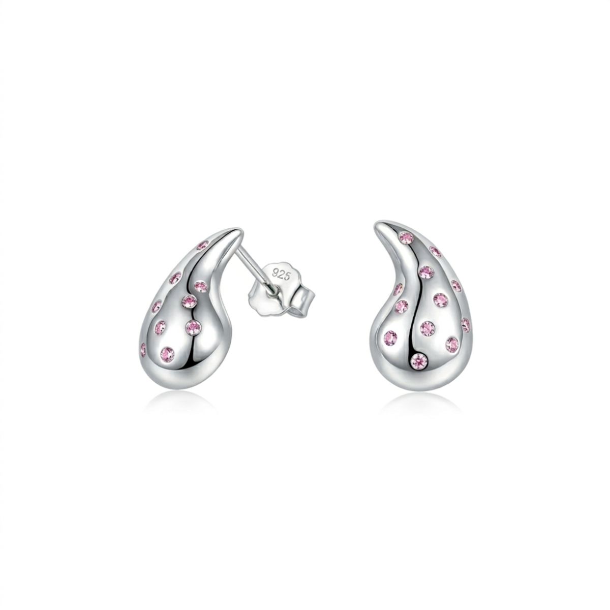 GENERICO - Aros de Plata Gota Con Circones Rosa Francia