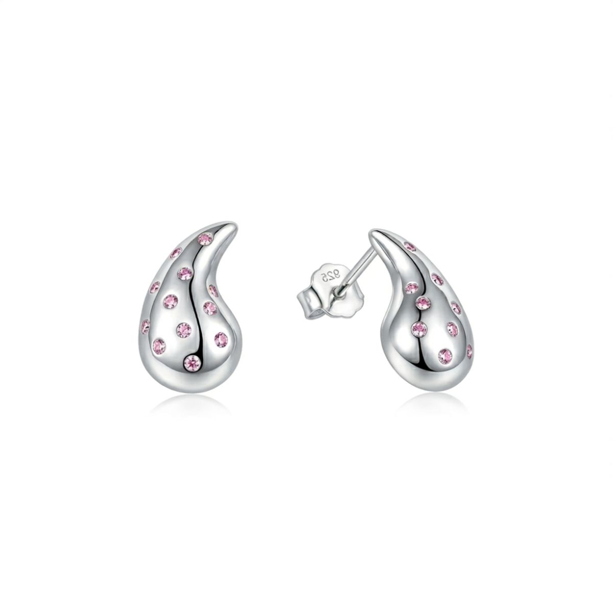 GENERICO - Aros de Plata Gota Con Circones Rosa Francia