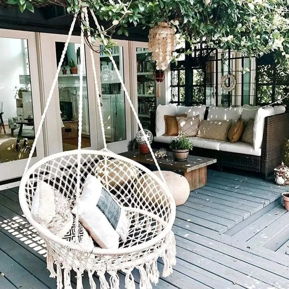 GENERICO - Silla Colgante Terraza Columpio Hamaca Macrame