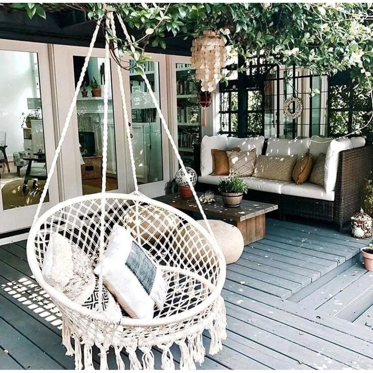 GENERICO - Silla Colgante Terraza Columpio Hamaca Macrame