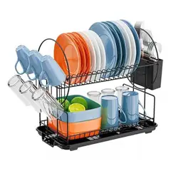 TNAKIEX - Secador Escurridor Loza Platos 2 Niveles Organizador Cocina