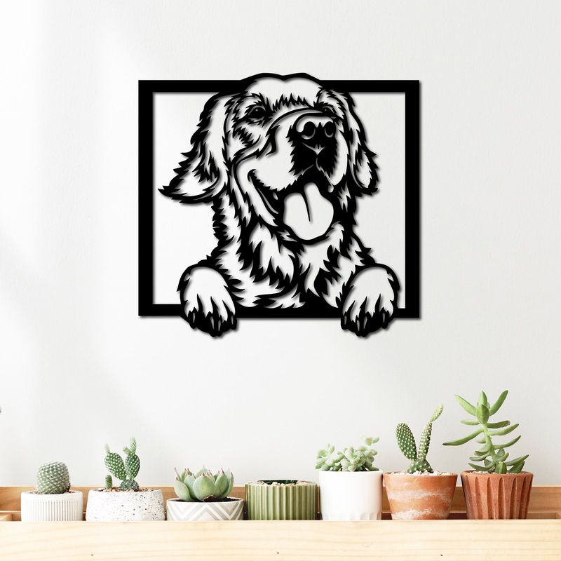 ELAB PROPIA - Cuadro Decorativo Perrito Golden Retriever - Madera Fun Republic