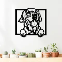 ELAB PROPIA - Cuadro Decorativo Perrito Golden Retriever - Madera Fun Republic