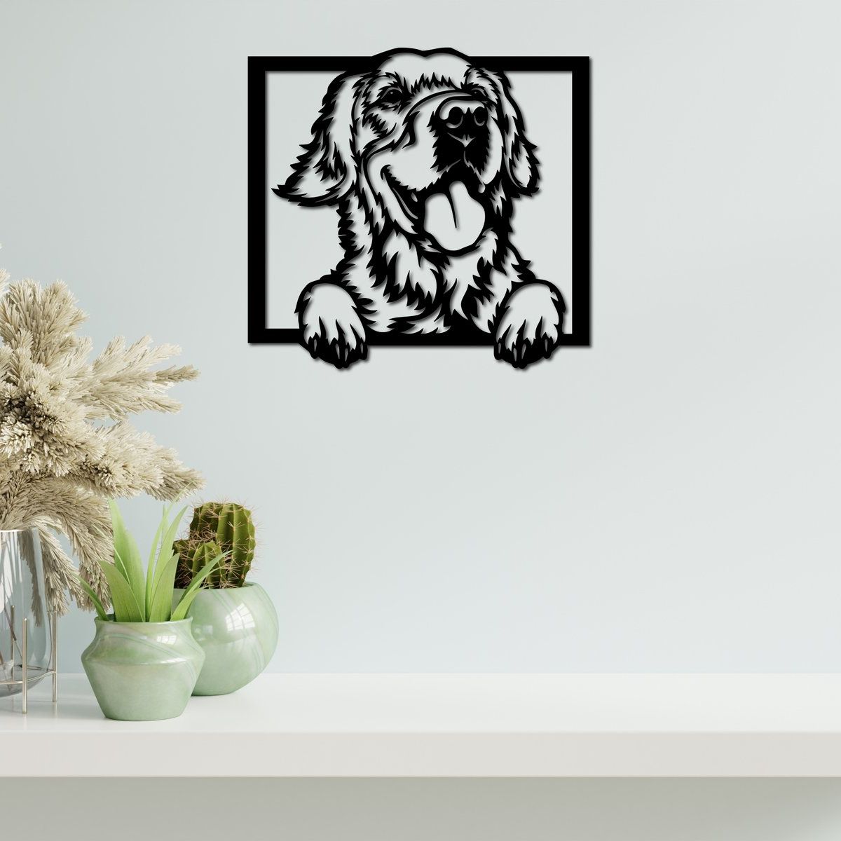 ELAB PROPIA - Cuadro Decorativo Perrito Golden Retriever - Madera Fun Republic