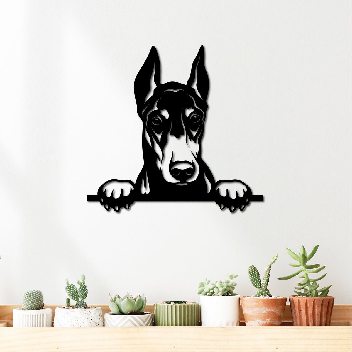 ELAB PROPIA - Cuadro Decorativo Perrito Doberman - Madera Fun Republic