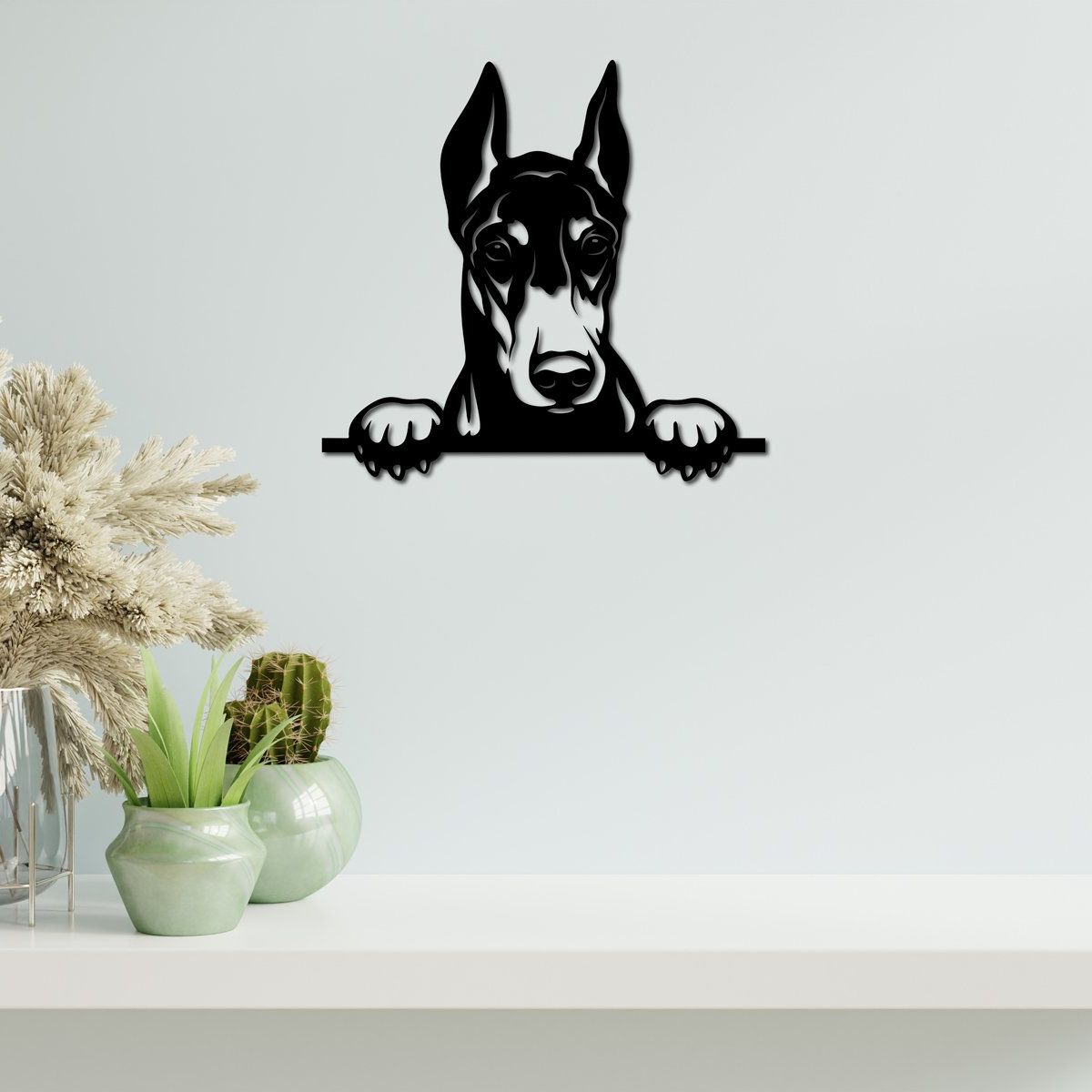 ELAB PROPIA - Cuadro Decorativo Perrito Doberman - Madera Fun Republic