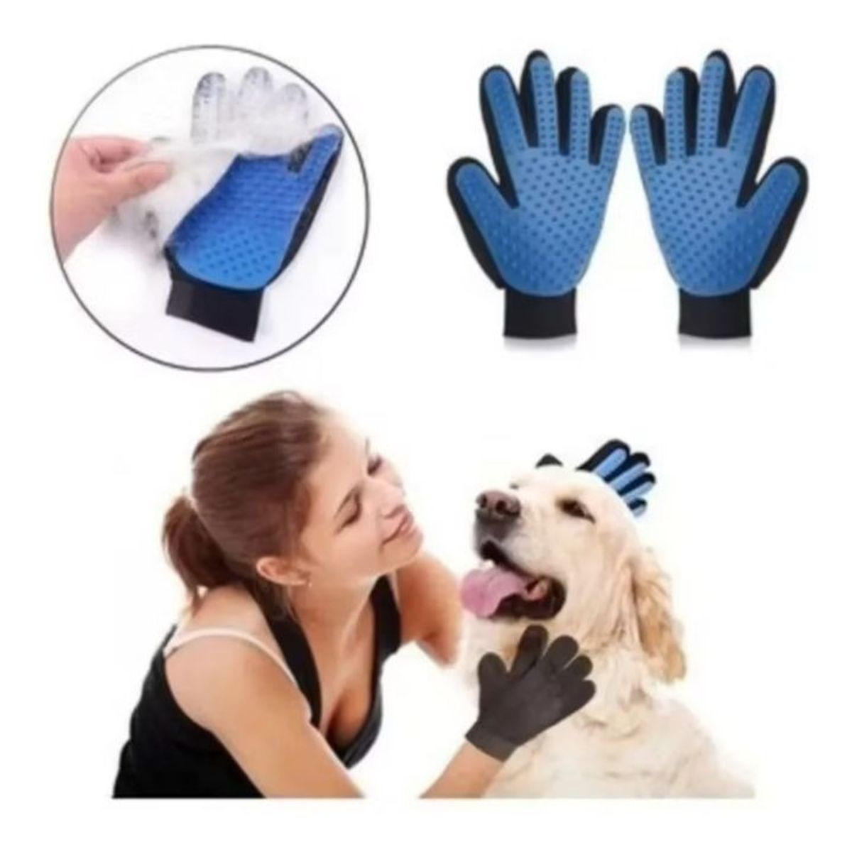 GENERICO - GUANTE PARA PEINAR EXTRACTOR SACA PELOS PERRO Y GATO