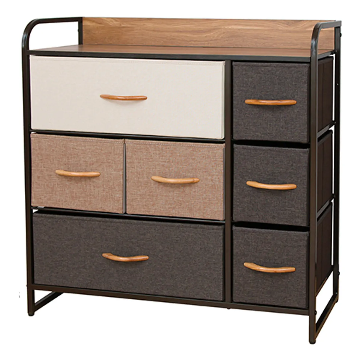 U BUY - Cajonera Comoda 7 Cajones Metal Madera Tela Premium