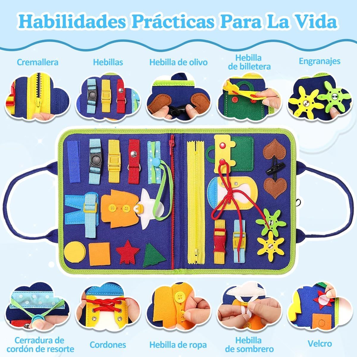 KUANGYE - Tablero Sensoriales Interactivo Montessori Juego Educativo