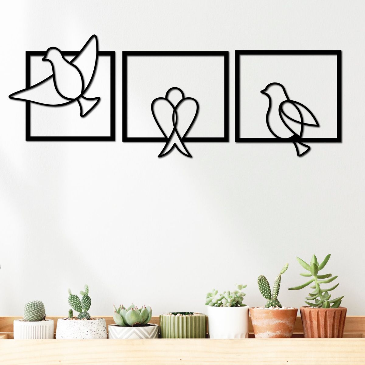 ELAB PROPIA - Set 3 Cuadros Pájaros Palomas - Madera Fun Republic