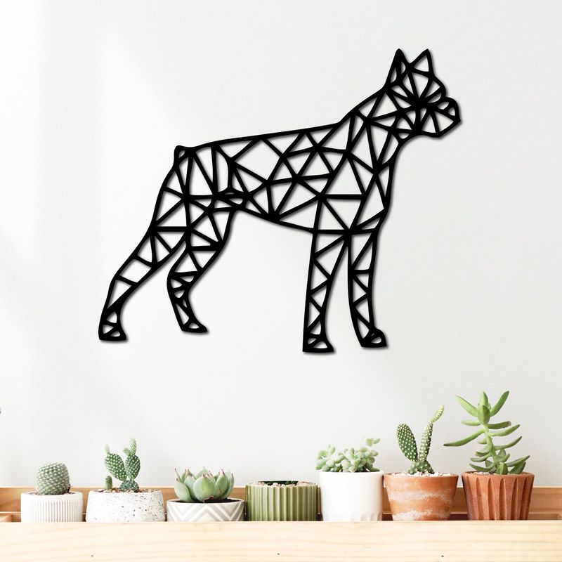 ELAB PROPIA - Cuadro Decorativo Perro Boxer Geométrico - Madera Fun Republic
