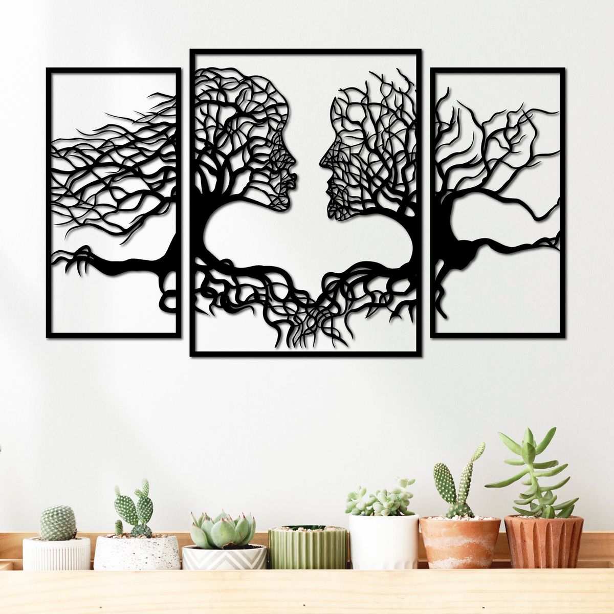 ELAB PROPIA - Set 3 Cuadros Árbol Raíces Pareja 82x50cm - Madera Fun Republic